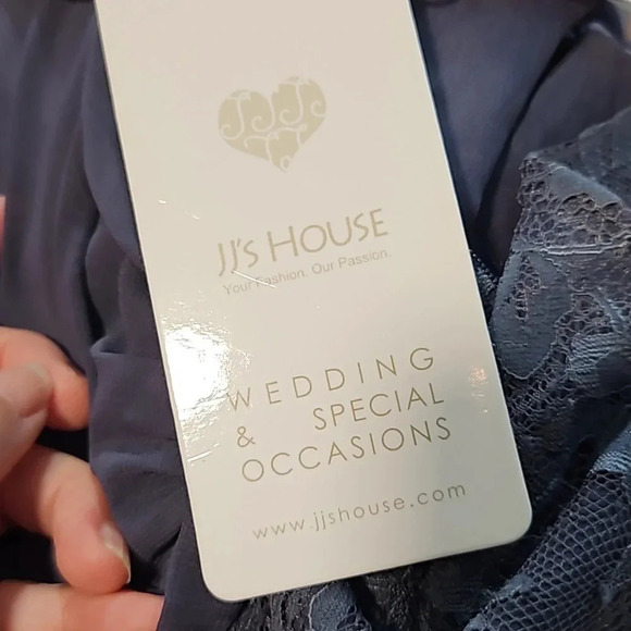 JJ's House A-Line Chiffon Dress Size 8 Stormy Scoop Neck - Picture 15 of 17